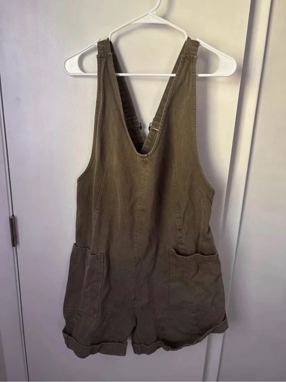 Neuflora 100% Cotton Olive Green Utility Shortall Romper Overalls
